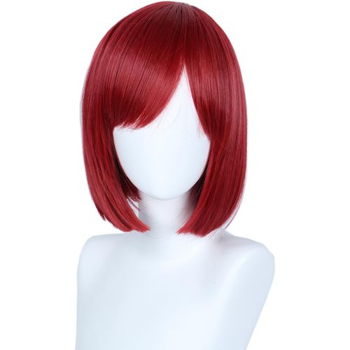 Anwxai-Perruque De Cosplay Rouge Courte Et Lisse Unisexe Perruque Bob Pour Costume Halloween Pour Femmes 