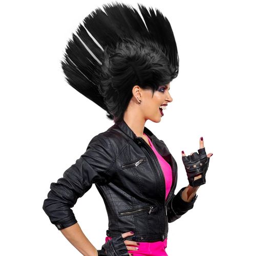 Anwxai-Perruque Punk De Rue Des Années 80 Ensemble De Costume Hippie Deguisement Disco Homme Accessoire Pour Fête À Thème Ou Carnaval Rock Accessoires Costume Noir Cosplay(Noir)