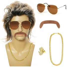 Anwxai-Lot De 5 Perruques Pour Homme-Costume Des Années 80-Perruque Vokuhila Des Années 80-Accessoires