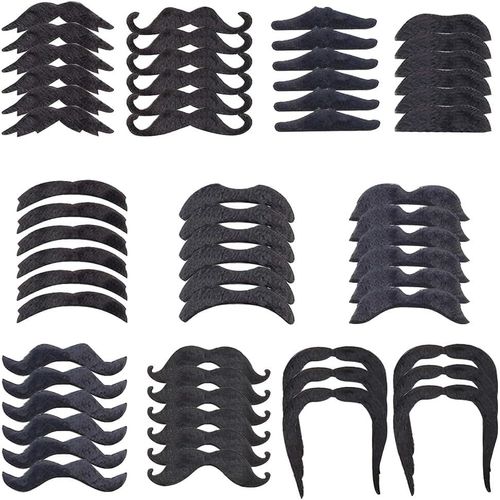 Anwxai-60pcs Fausses Moustaches,Moustaches Auto-Adhésives De Nouveauté,Kit De Fausses Barbes Adhésives Pour Fête Masquée,Fête D'anniversaire,Déguisement Et Spectacle
