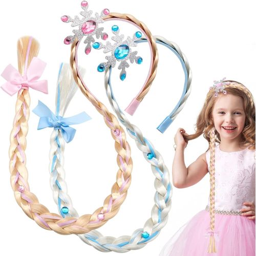 Anwxai-Lot De 2 Bandeaux Tressés-Perruque De Princesse Raiponce-Perruque Tressée-Serre-Tête-Accessoire De Coiffure Pour Femme 
