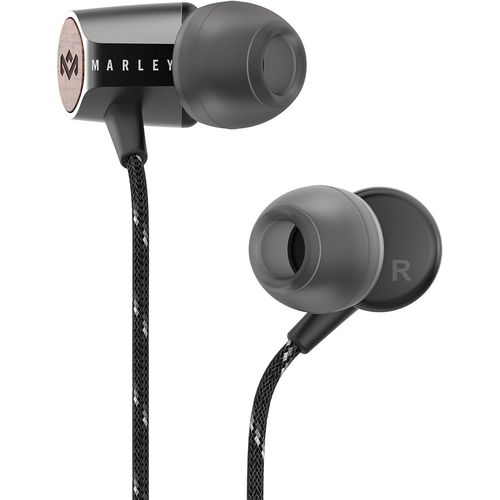 anwxai-House Of Marley Uplift 2.0-Écouteurs Intra-Auriculaires À Isolation Phonique,Haut-Arleurs E 9mm,Micro Mains Libres,Commandà 1 Bouton,Inclut 3 Tailles Pour Ajustement Parfait ¿ Signature Black
