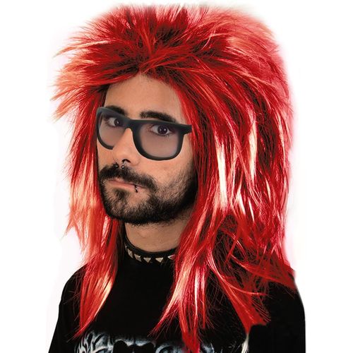 Anwxai-Perruque Hommes Rouge Femme Rock Années 80 Rock Star Fête De Mauvais Goût Accessoire Soirée À Thème Carnaval Cosplay,Halloween Mulet Costume Fête(Rouge)