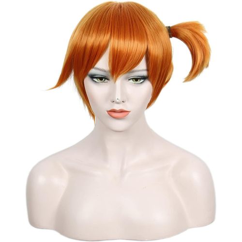 Anwxai-Perruque Orange Courte Perruque De Costume De Cosplay Halloween Pour Femmes Cheveux De Fête 