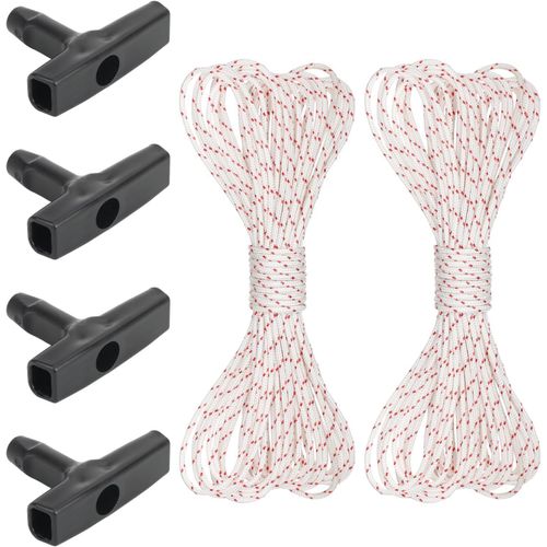 anwxai-Corde Lanceur Tondeuse 30 Mètres Ø4Mm Et Poignée De Démarrage 4 Pièces,Adaptée Aux Tondeuses À Gazon,Tronçonneuses,Coupe-Bordures,Coupe-Bordures,Débroussailleuses