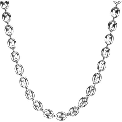 Anwxai-Chaine Maille Grain De Café Homme,6/7/9/11mm Collier Café Chaîne En Acier Inoxydable Argent Élégant Collier Chaine Pour Homme Garçon,Longueur 46/51/56/61/66cm