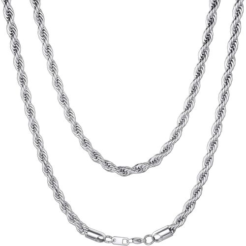 Anwxai-Chaine Rope Acier Homme Collier Maille Corde Pour Pendentif 3mm Chaîne Torsade Hip Hop Pour Rappeur Inoxydable