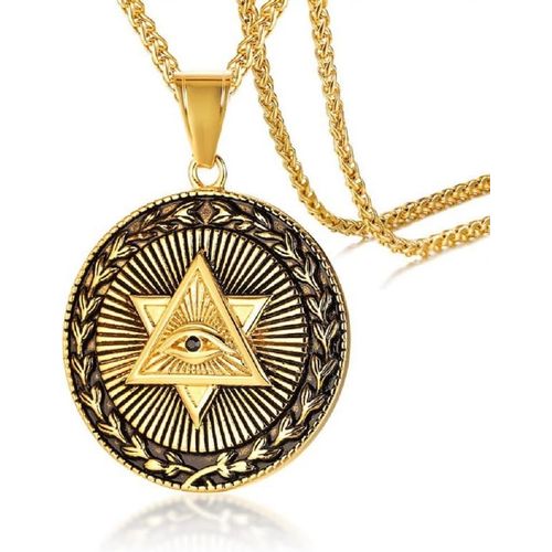 Anwxai-Collier Oeil Triangle Pour Homme,Collier Pendentif Maçonnique Oeil Qui Voit Tout Avec Chaîne De 22,8 Po,Collier Oeil De Providence Franc-Maçon,Cadeau De Bijoux Pour Les Yeux Punk Pour Hommes