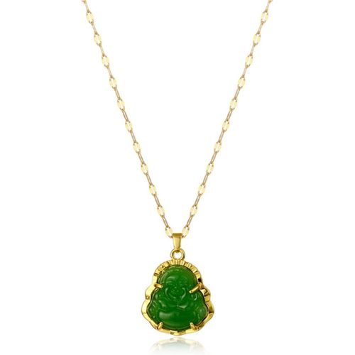 Anwxai-Collier Bouddha,Collier Pendentif Bouddha Rieur Chanceux Zircone Cubique Collier Bouddha Jade Vert Pendentif Bouddha Pour Hommes Femmes Collier Bonne Chance Bijoux Bouddha