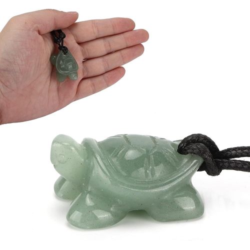 Anwxai-Tortue Pendentif Sculpté,Naturel Vert Jade Tortue Bijoux Collier Avec Lanière Bonne Chance Amulette Bénie Pour Hommes Femmes Décor Cadeaux