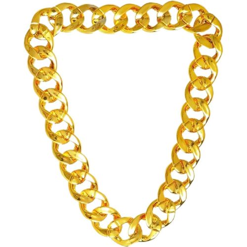 Anwxai-Collier Chaîne En Or Pour Homme-Chaîne Large-Collier En Plastique Hip-Hop Avec Pendentif-Accessoire De Fête-Pour Costumes De Rappeur,Soirées À Thème,Carnaval Ou Fêtes Costumées.