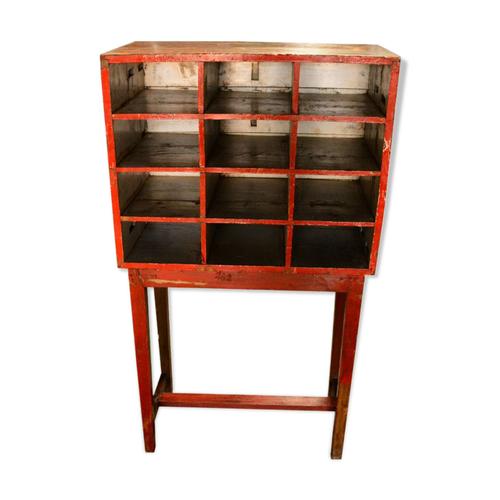 Etagere Rouge 12 Cases Ancien Casier Postal Bois Teck Piece Et Patine Daposorigine 77x41x138cm Rouge