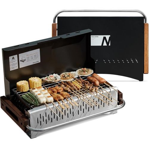 Anwxai-Barbecue Au Charbon De Bois Pliable 50,2 X 32,8 X 33,5 Cm Pour Ordinateur Portable-Barbecue De Camping Portable-Plateau De Table-Barbecue De Table Pour L'extérieur-Noir