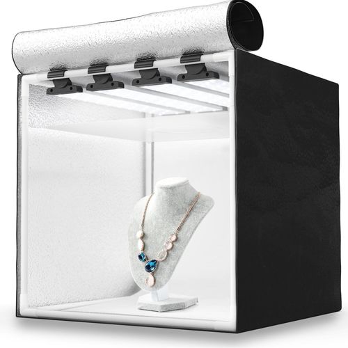 anwxai-Studio Photo Hpb-40Xd-Boîte À Lumière Portable Avec 4 Rampes Led Inclinables-Lightbox 40X40X40Cm-Éclairage 5500K-26.000 Lumens-Système Anti-Reflet