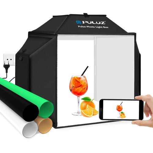anwxai-Boîte À Lumière Pour La Photographie De Produits,40Cm /16 Tente De Studio Photo Pliable Kit D'Éclairage Avec 480 Led 5500K Et 4 Couleurs De Toiles De Fond En Pvc