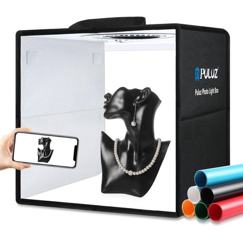 anwxai-Boîte À Lumière Pour La Photographie,Boîte À Lumière Professionnelle 12''X12'',Kit De Studio Photo À Intensité Variable Avec Cri ¿ 97 Éclairage Blanc 120 Led + 8 Toiles De Fond