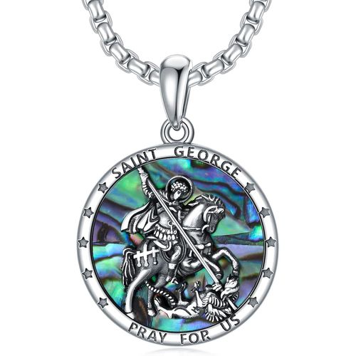 Anwxai-Saint Michel/George/Christophore/Joseph,Pendentif En Argent Sterling 925,Médaille Michael Archange,Collier Avec Amulette Religieuse,Cadeau Pour Homme Et Femme,Argent Sterling,St. George