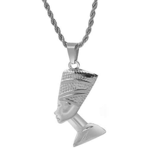 Anwxai-Collier Avec Pendentif Reine Néfertiti Égyptienne En Acier Inoxydable Plaqué Or 18 Carats Pour Homme Et Femme