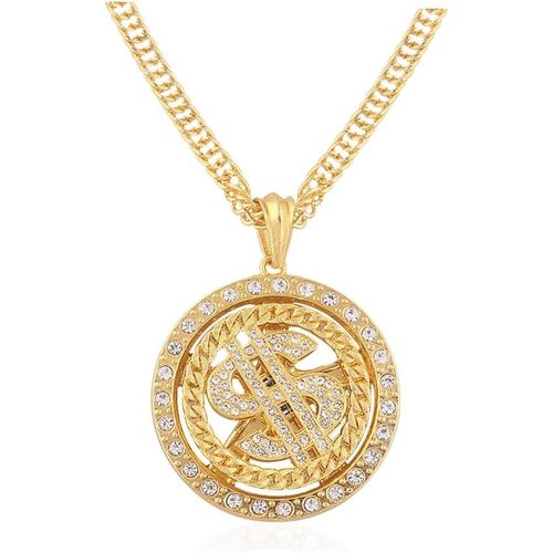 Anwxai-Collier Hip Hop Homme Femme,Collier Dollar Bling Bling,Chaine Deguisement,Chaîne Avec Signe Dollar Rappeur,Accessoires De Rappeur,Chaine Hip Hop,Chaîne Avec Pendentif Dollars Pour Fête