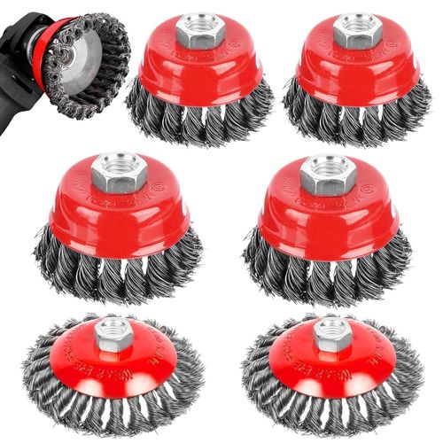 anwxai-6 Pièces Brosse Metallique Pour Perceuse Meuleuse,M14 Brosse Metallique Perceuse En Diamètre 75mm Et 100mm,Brosse Visseuse Pour Le Ponçage Et Le Dérouillage De La Peinture