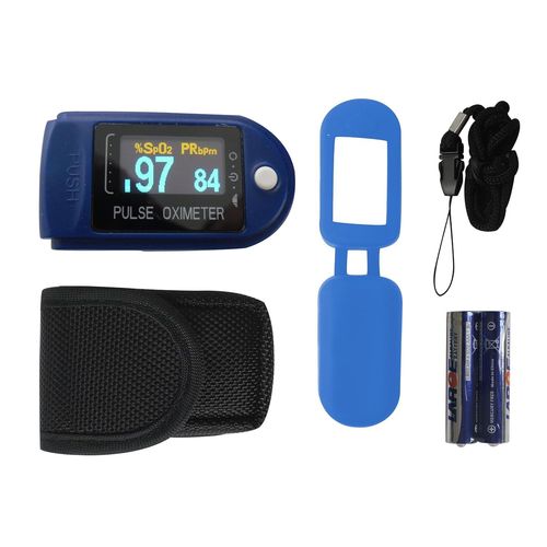 Anwxai-Ekg Geräte Mobil Tiga-50d /Cms-50 D Oxymètre De Pouls Doigtier Avec Écran Oled Bleu,Fonction Cardiofréquencemètre Spo2,Mesure De La Saturation En Oxygène Piles,Housse De Protection Et De Transport,Dragonne En Silicone Inclus