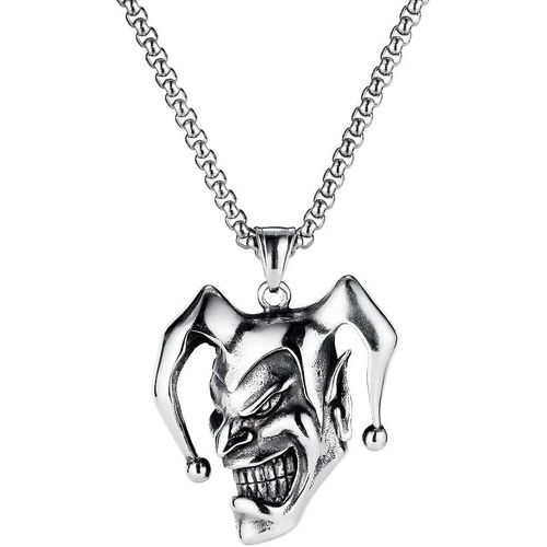 Anwxai-Collier Tête De Mort Pour Hommes,Collier Gothique De Crâne De Joker,Collier Pendentif Tête De Crâne De Clown Maléfique Hip Hop Avec Chaîne De 23,6 Pouces,Collier De Crâne D'halloween
