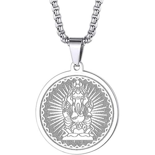 Anwxai-Collier En Acier Inoxydable 316l Pour Homme Et Femme-Mythologie Indienne-Dieu Hindou Ganesh-Médaillon De Protection-Bijou Occulte-Talisman-Amulettes-Cadeau