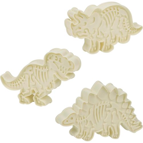 YEMAESRE-Emporte Piece Dinosaures (Lot De 3) - Moule De Plastique Blanc En Forme De Triceratops, T-Rex Et Stegosaurus - Emporte Piece Pate A Modeler, Patisserie, Gateau, Fondant, Biscuits Enfant