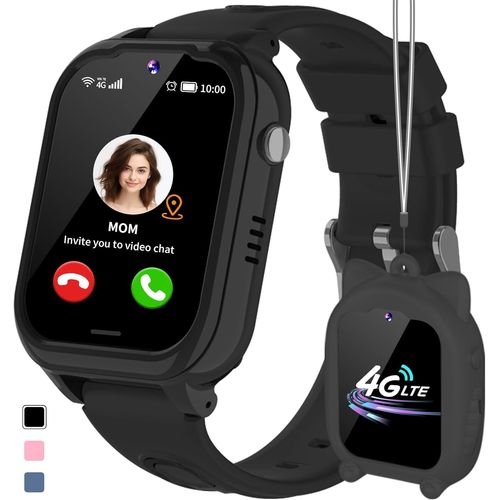 Yemaesre-4g Montre Connectée Enfant 4g Gps Wifi Appel Vidéo Sos Podometre Marche Jeux Réveil Caméra Cartes D'apprentis Calculatrice Musique Étanche Tracker Traceur Gps Enfant Cadeaux- Garcon Fille
