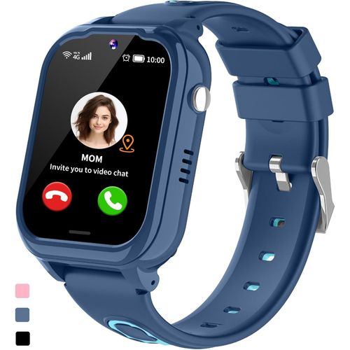 Yemaesre-4g Montre Connectée Enfant 4g Gps Appel Vidéo Sos Podometre Marche Étanche Réveil Caméra Jeux Cartes D'apprentis Calculatrice Musique Traceur Gps Enfant Tracker Cadeaux- Fille Garcon