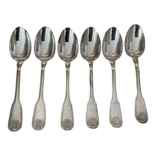 6 Cuillres  Soupe Christofle Model Vendme Coquille Argent