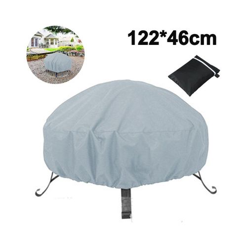 Housse De Protection Imperméable Et Coupe-Vent Pour Brasero Rond 122 X 46 Cm - Tissu Oxford 210d Résistant Aux Uv - Gris