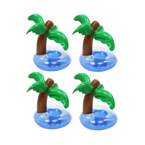 Lot de 4 porte-gobelets gonflables en forme de palmier pour piscine, jacuzzi et plage ¿ Bouées amusantes pour boissons et collations