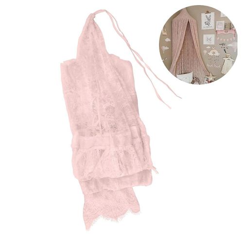 Moustiquaire à baldaquin en dentelle rose pour chambre à coucher ¿ Ciel de lit en coton pour décoration de chambre d'enfant et aire de jeux