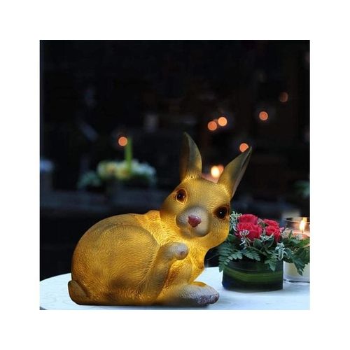 Charmante Statue De Jardin Solaire En Forme De Lapin ¿ Décoration En Résine Imperméable Avec Éclairage Automatique Pour Espaces Extérieurs
