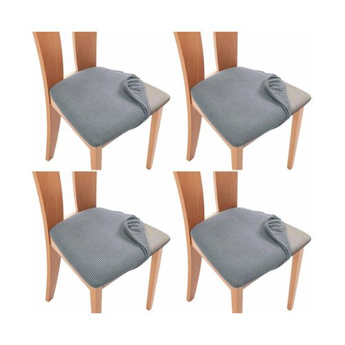 Lot De 4 Housses De Chaise De Salle À Manger Extensibles Gris Clair - Douces, Durables, Résistantes À L'eau Et Faciles À Installer