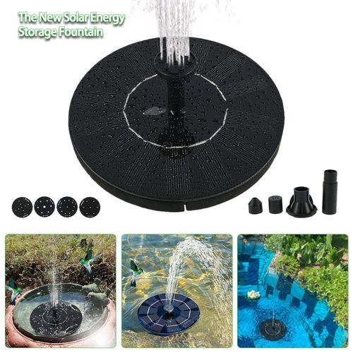 Fontaine flottante solaire pour bain d'oiseaux et bassin - Fontaine écologique avec panneau solaire et buses multiples