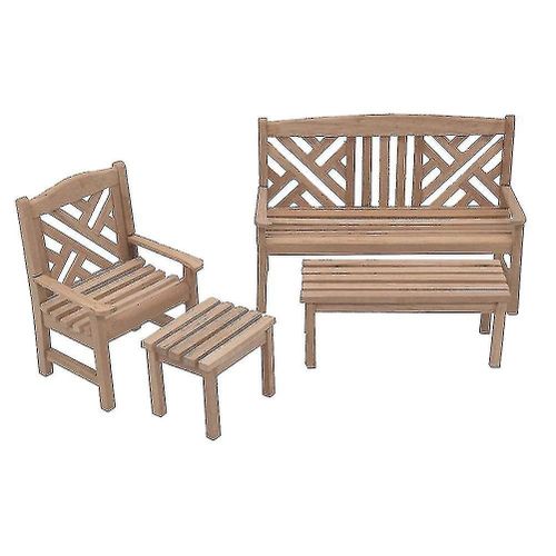 Mini ensemble de meubles de jardin en bois - Table et chaises pour enfants - Idée cadeau durable et créative - 4 pièces