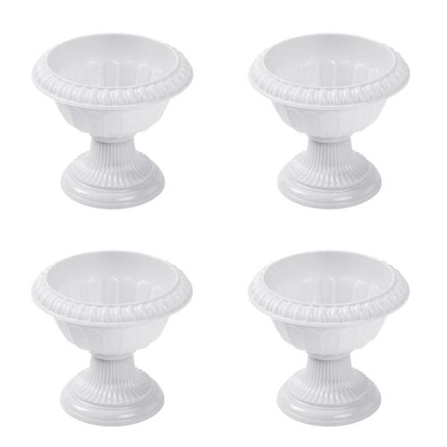 Lot de 4 pots de fleurs vintage grecs en forme d'urne - Pots de fleurs rustiques pour jardin, balcon et décoration de mariage - Plastique durable