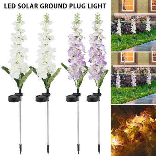 Lot De 2 Lampes Solaires De Jardin De 76 Cm (30 Po) ¿ Lampes Décoratives Led Étanches Pour L'extérieur, Blanc Et Violet.