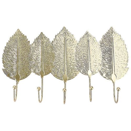 Porte-manteau mural élégant en fer doré avec 5 crochets ¿ Organiseur créatif pour clés et manteaux pour la décoration intérieure