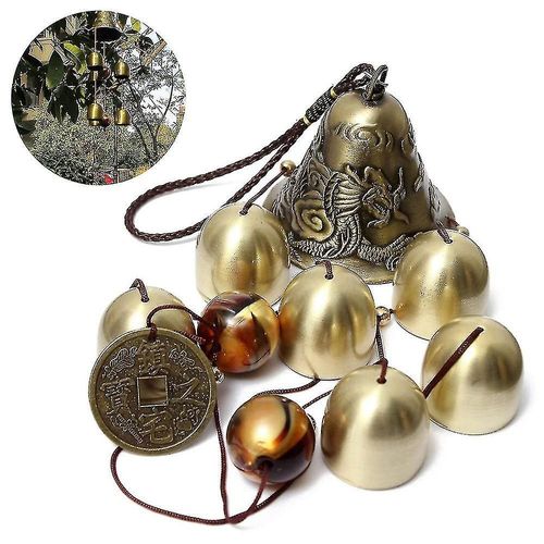 Carillon Feng Shui porte-bonheur ¿ Cloche dragon et poisson pour la décoration de la maison et du jardin ¿ Carillon suspendu en alliage de zinc durable