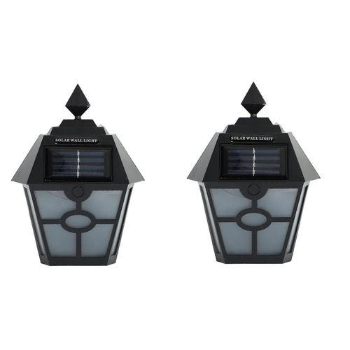 Lot De 2 Appliques Murales Solaires D'extérieur Avec Capteur De Lumière, Allumage/Extinction Automatique, Noir Et Blanc Chaud, Éclairage De Jardin Étanche