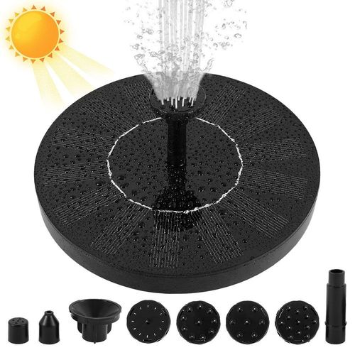 Fontaine solaire avec panneau monocristallin de 1,5 W ¿ Pompe à eau écologique pour jardin, bains d'oiseaux et étangs