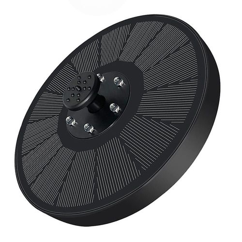 Fontaine solaire pour bain d'oiseaux avec lumières LED, 8 buses, surveillance du niveau d'eau, 16 cm, noire