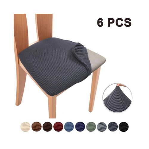 Lot De 6 Housses De Chaise Extensibles En Jacquard - Amovibles, Lavables, Anti-Poussière, Gris Foncé, Compatibles Avec La Plupart Des Chaises De Salle À Manger