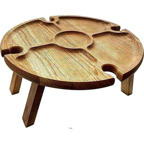 Table De Pique-Nique Pliante Compacte En Bois Avec Porte-Verres À Vin ¿ Table D'extérieur Portable Pour Pique-Niques Et Fêtes