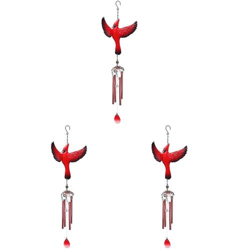 Lot de 3 carillons éoliens en fer à motif d'oiseaux - Décoration à suspendre pour la maison, le jardin et la fenêtre