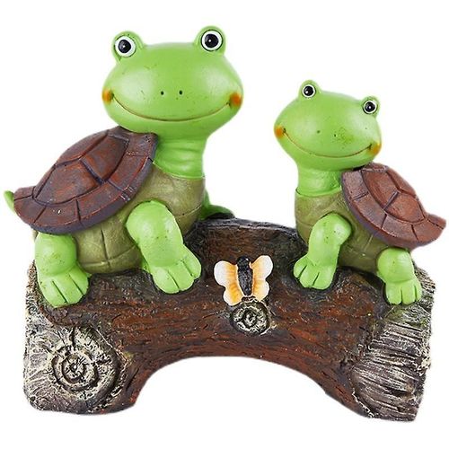 Statue De Jardin En Résine À Énergie Solaire, Tortue Et Papillon ¿ Décoration D'extérieur Écologique Et Idée Cadeau