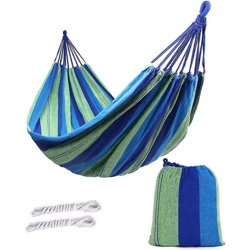 Hamac Brésilien Double Largeur Pour 2 Personnes - Coton Doux, Portable, Idéal Pour Le Camping, La Détente En Extérieur Et L'intérieur